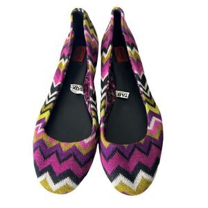 Missoni For Target Pink Black Chevron Zig Zag Striped Ballet Flats Sz 8 NEW!